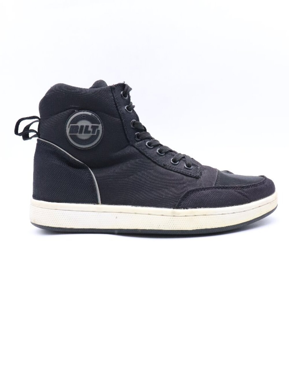 BILT Dexter Shoes Men's Sz 8 Black Motorcycle Riding Side Zip High Top Sneakers
